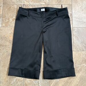 Oasis Bermuda Shorts Cuffed High Waist Dressy Black Size 12